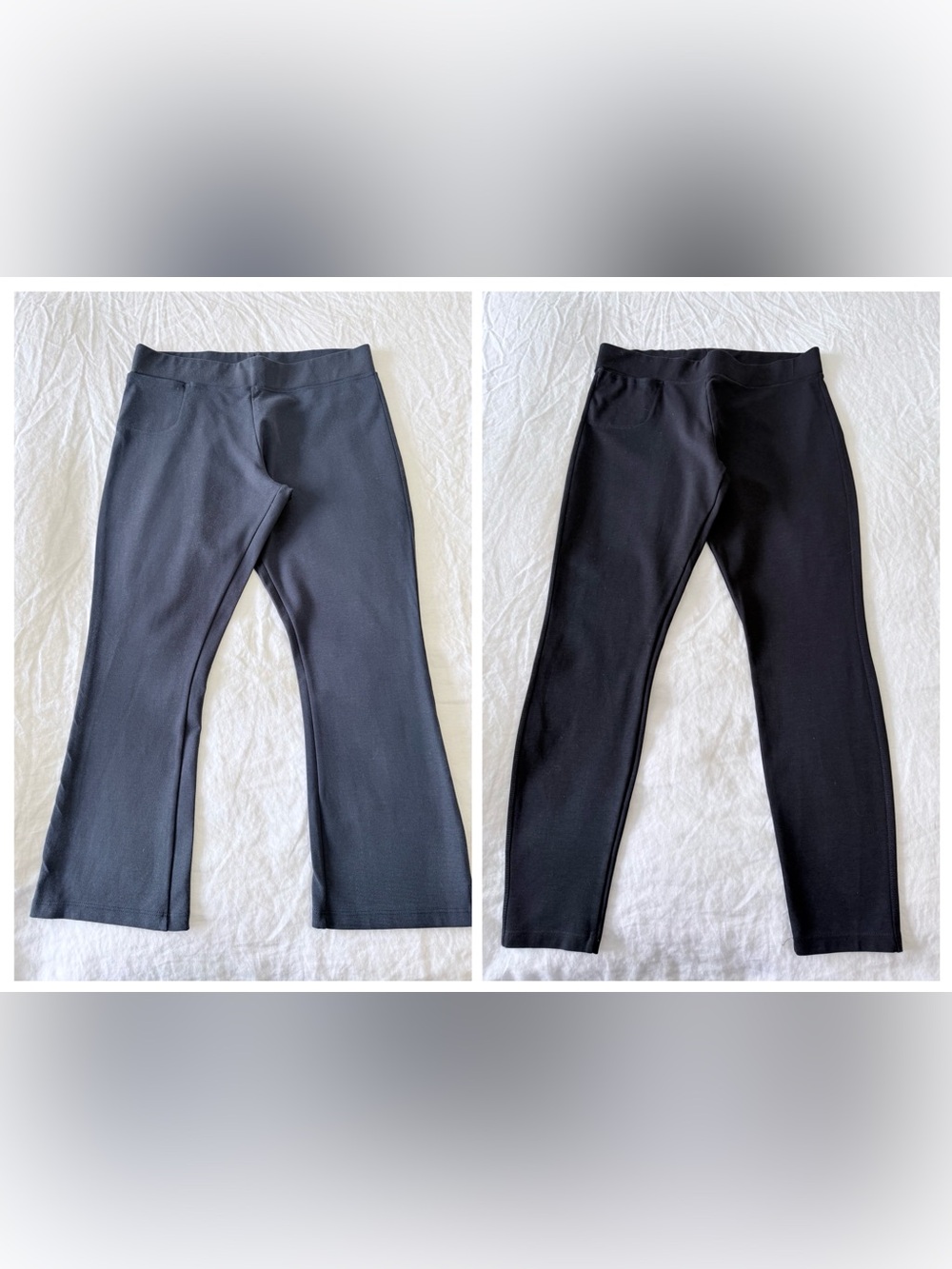 American Giant | SZ 12 Lot Of 2 | Black Ponte Slim Ankle Pant | Blue Kick Flare